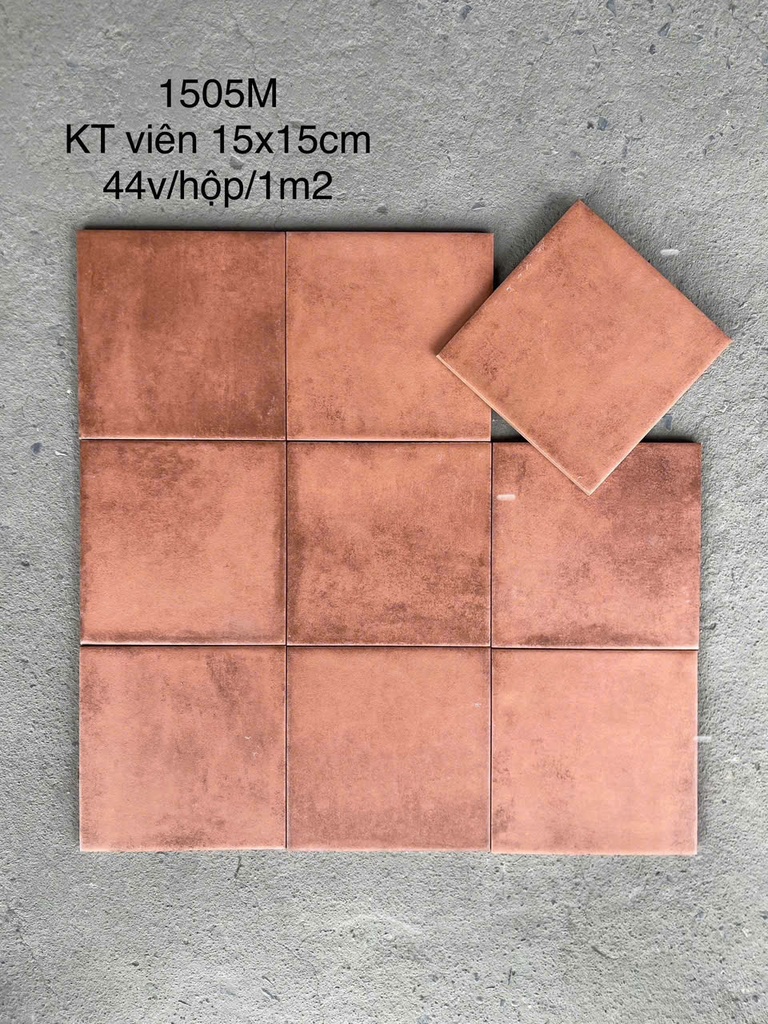 Gạch thẻ Porcelain mờ lượn KT 150x150mm mã 1505M