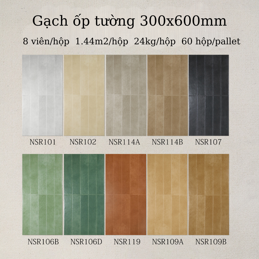 Gạch ốp tường KT 300x600mm mã NSR114B