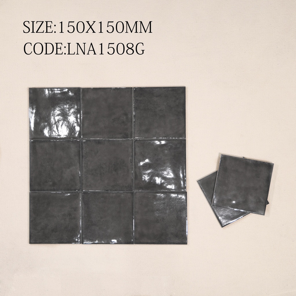 Gạch thẻ Porcelain bóng lượn KT 150x150mm mã 1508G