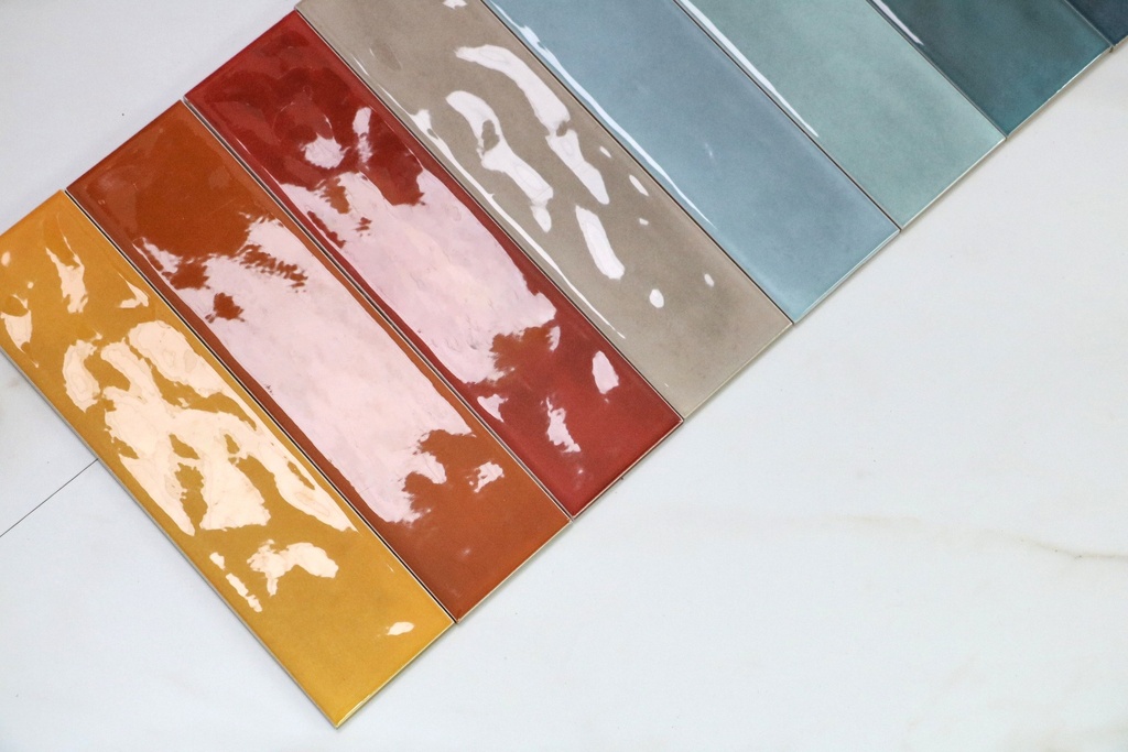 Gạch thẻ trang trí gợn sóng 75x300mm màu xanh lá nhạt 7532P3