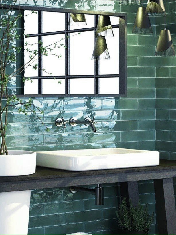 Gạch thẻ xanh đậm lượn mặt KT 75x300mm mã 7532P5