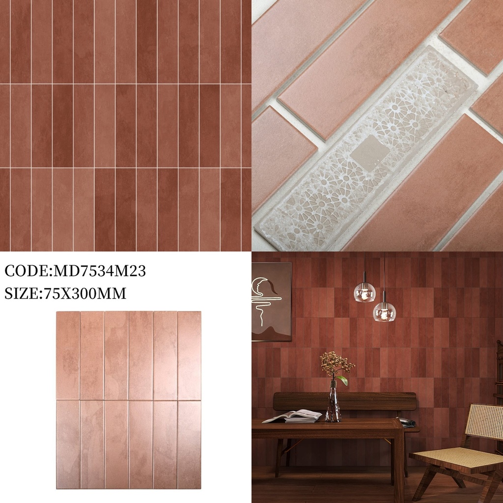 Gạch thẻ porcelain 75x300mm mã MD7534M23