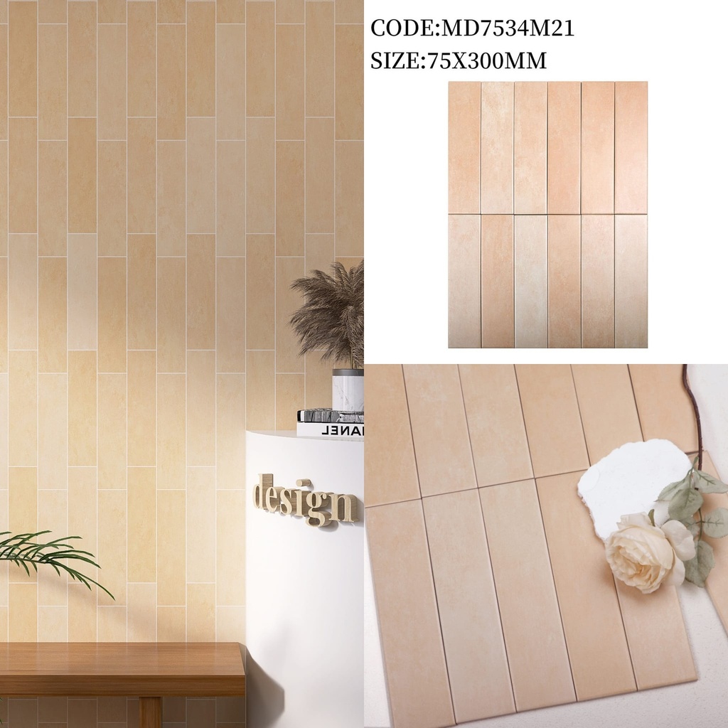 Gạch thẻ porcelain 75x300mm mã MD7534M21