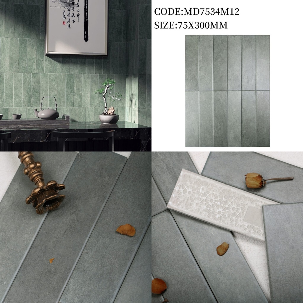 Gạch thẻ porcelain 75x300mm mã MD7534M12