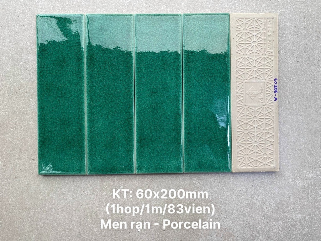 Gạch gốm men rạn KT 60x200mm xanh ngọc MBL60206-A