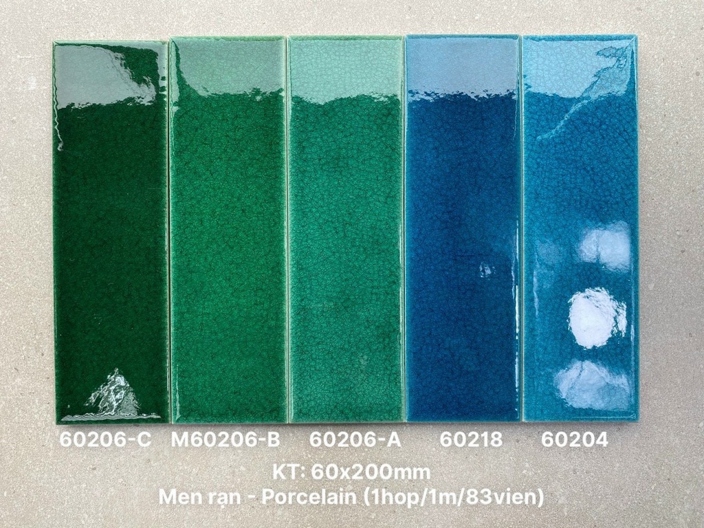 Gạch gốm men rạn KT 60x200mm xanh lá 60x200mm MBL60206-B