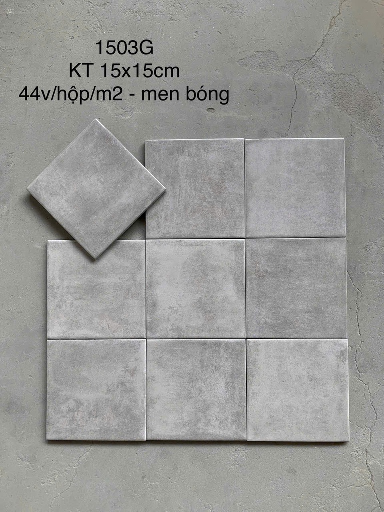 Gạch thẻ Porcelain bóng lượn KT 150x150mm mã 1503G
