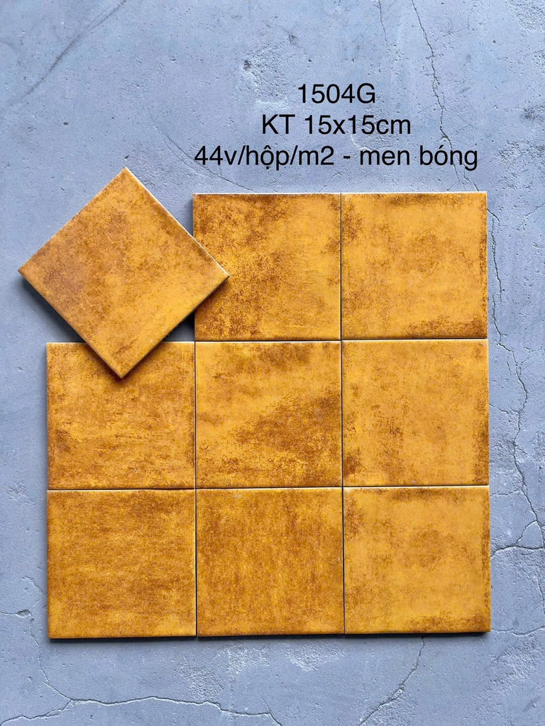 Gạch thẻ Porcelain bóng lượn KT 150x150mm mã 1504G