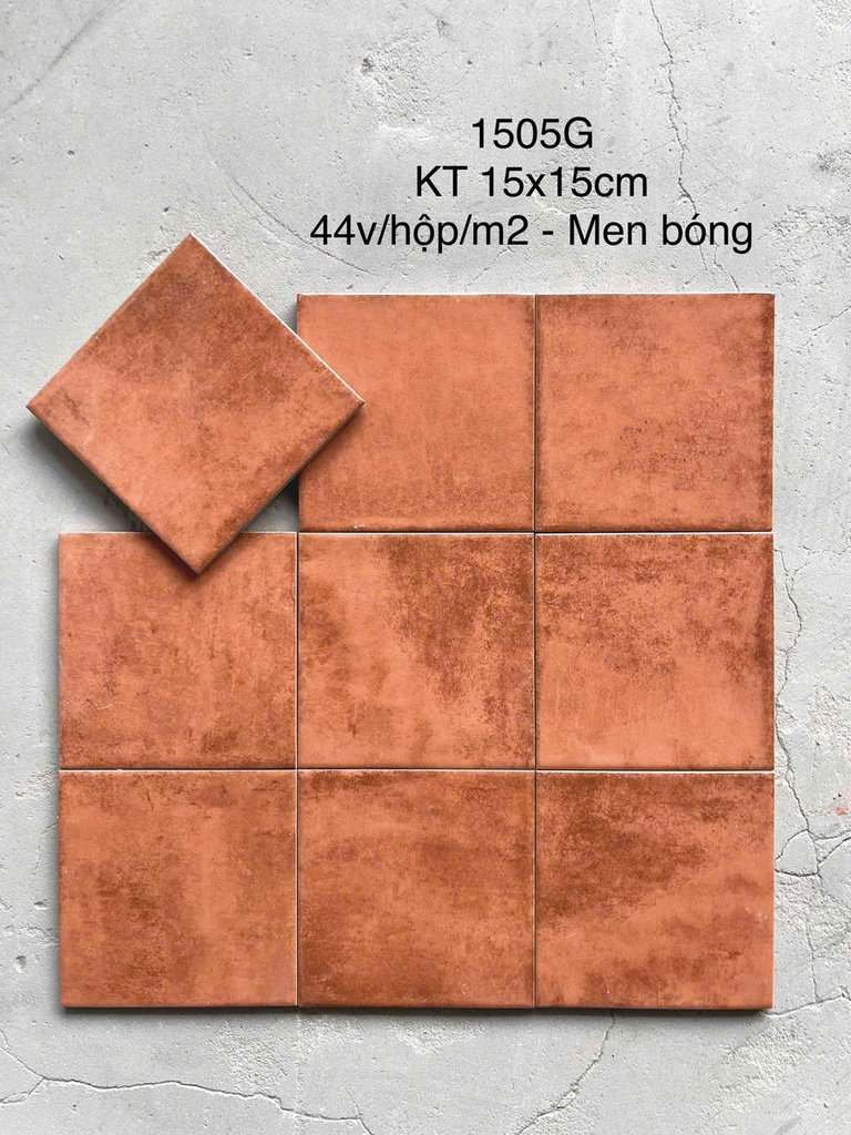 Gạch thẻ Porcelain bóng lượn KT 150x150mm mã 1505G