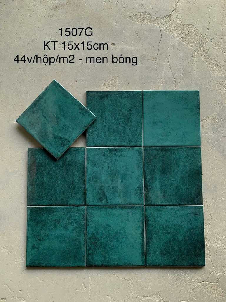 Gạch thẻ Porcelain bóng lượn KT 150x150mm mã 1507G