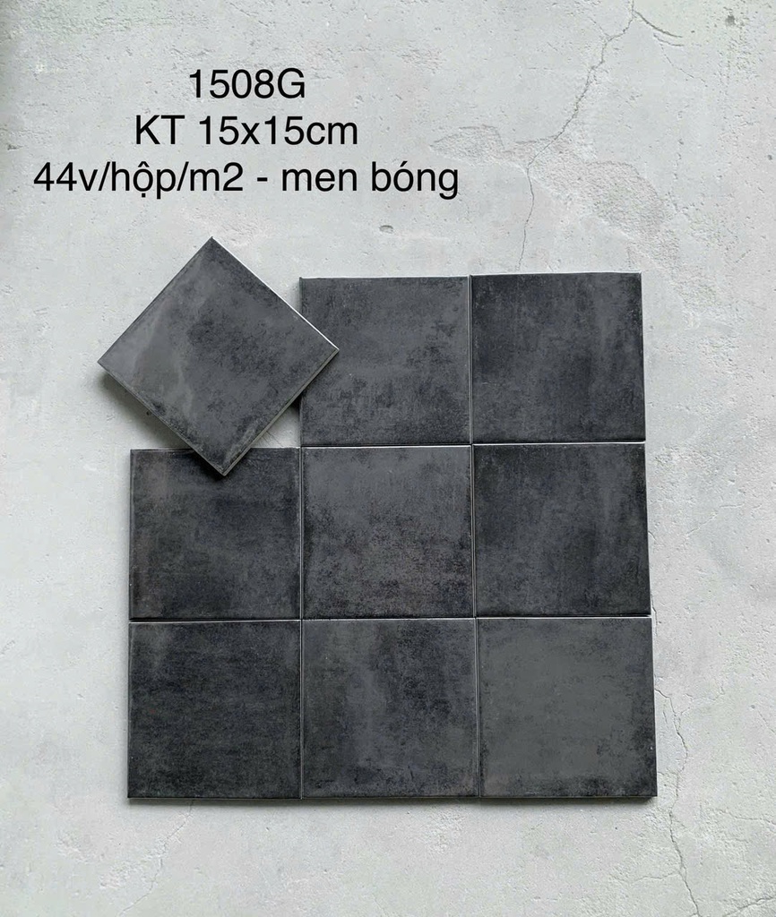 Gạch thẻ Porcelain bóng lượn KT 150x150mm mã 1508G