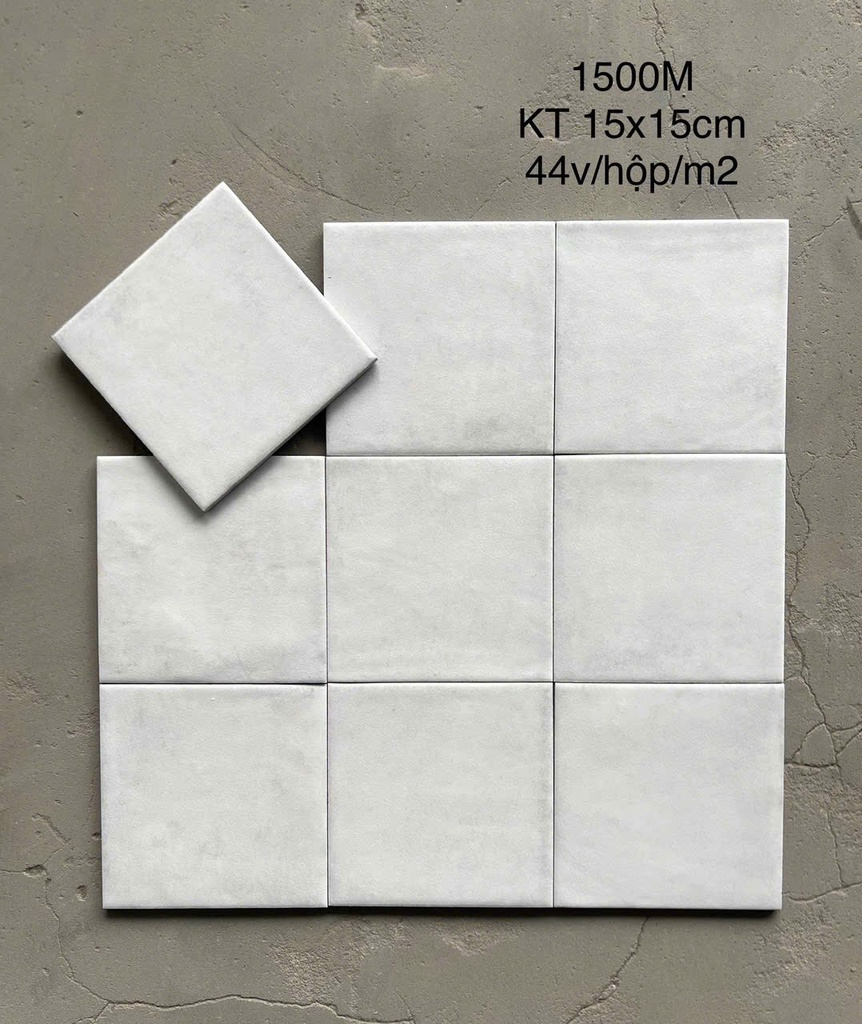 Gạch thẻ Porcelain mờ lượn KT 150x150mm mã 1500M