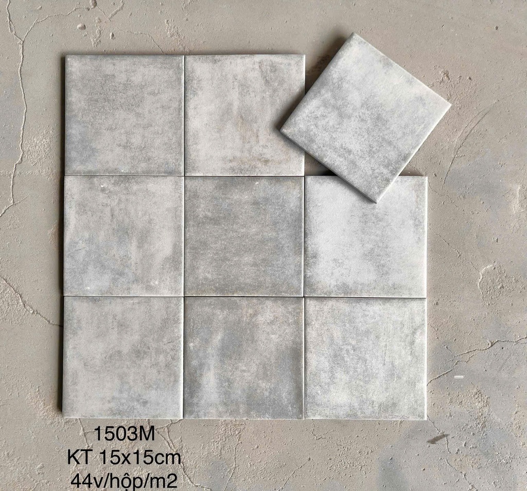 Gạch thẻ Porcelain mờ lượn KT 150x150mm mã 1503M