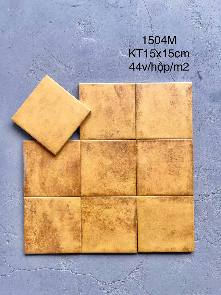 Gạch thẻ Porcelain mờ lượn KT 150x150mm mã 1504M