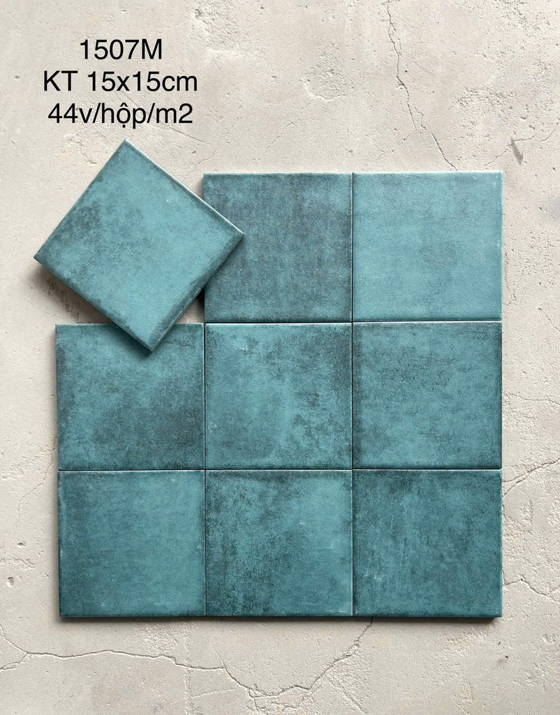 Gạch thẻ Porcelain mờ lượn KT 150x150mm mã 1507M