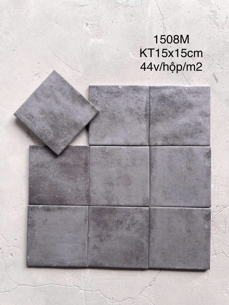 Gạch thẻ Porcelain mờ lượn KT 150x150mm mã 1508M 