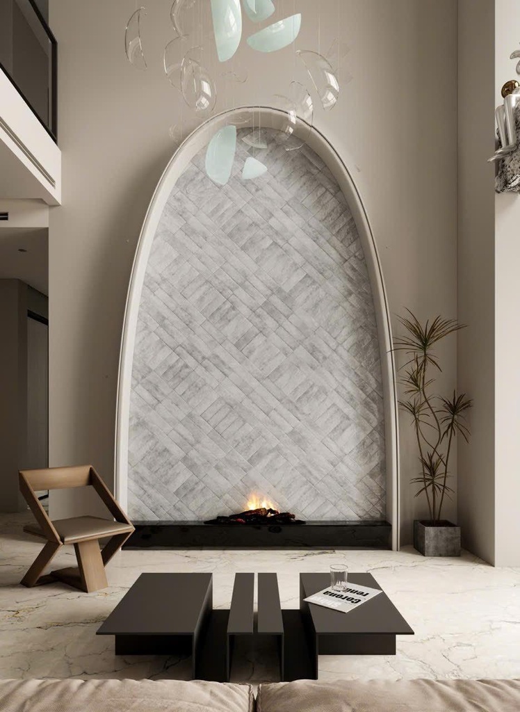 Gạch thẻ Porcelain mờ lượn KT 75x230mm mã 752300M