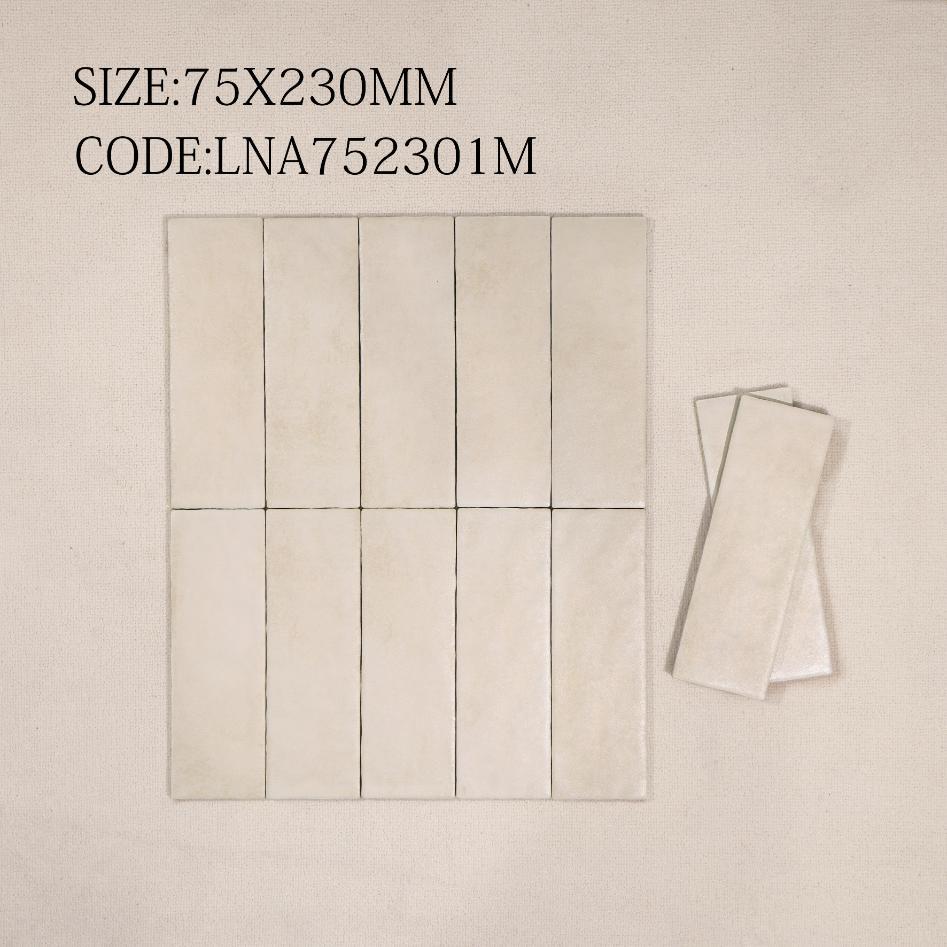 Gạch thẻ Porcelain mờ lượn KT 75x230mm mã 752301M