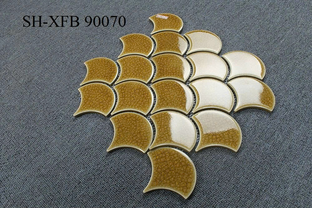 Mosaic vảy cá màu vàng men rạn đôi ESH-XFB90070