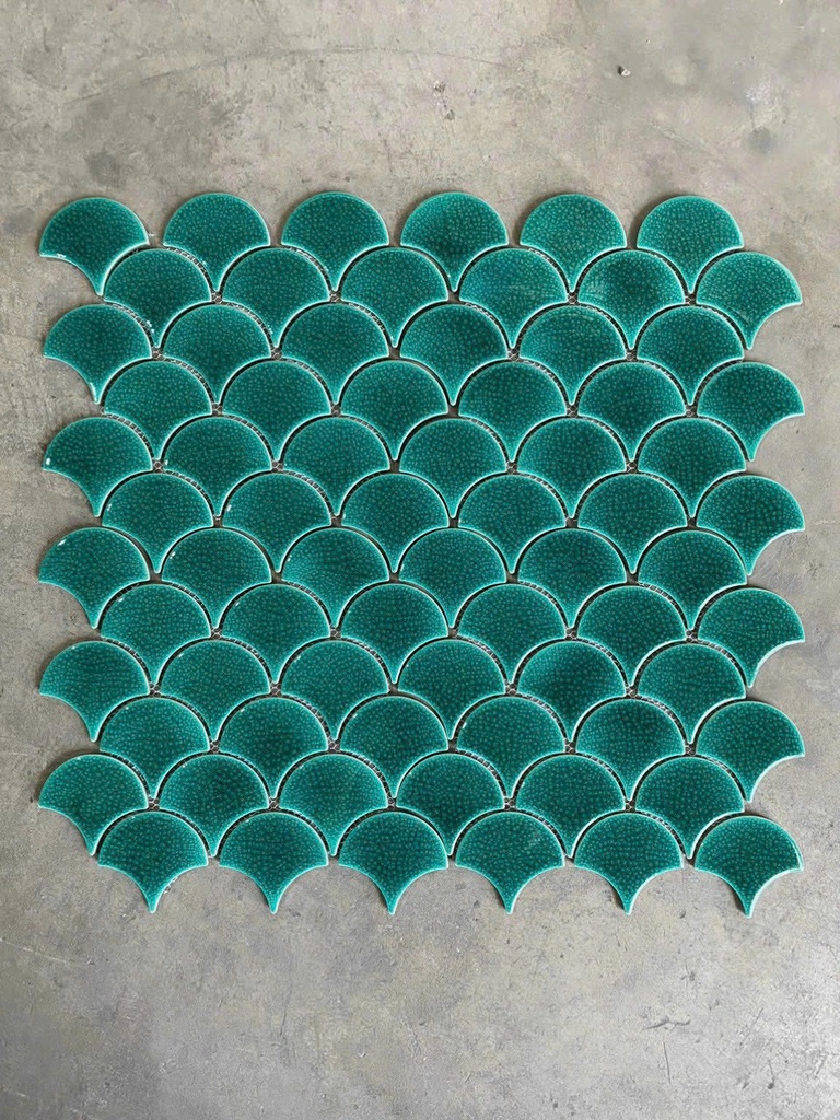 Mosaic vảy cá màu xanh men rạn ES9508