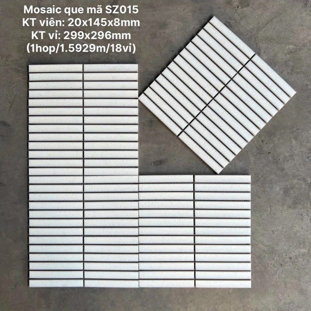 Mosaic Stackbond - trắng lõm mặt SZ015A