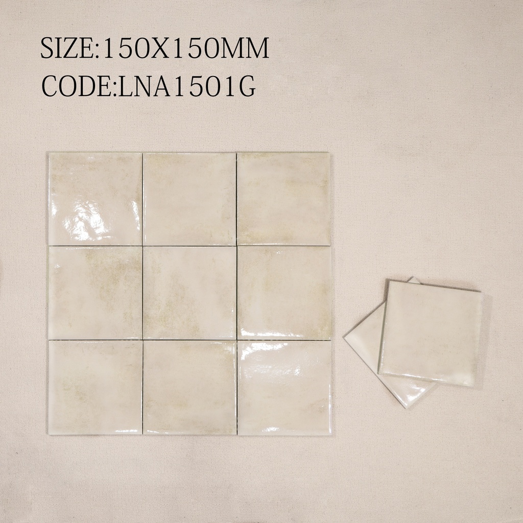 Gạch thẻ Porcelain bóng lượn KT 150x150mm mã 1501G