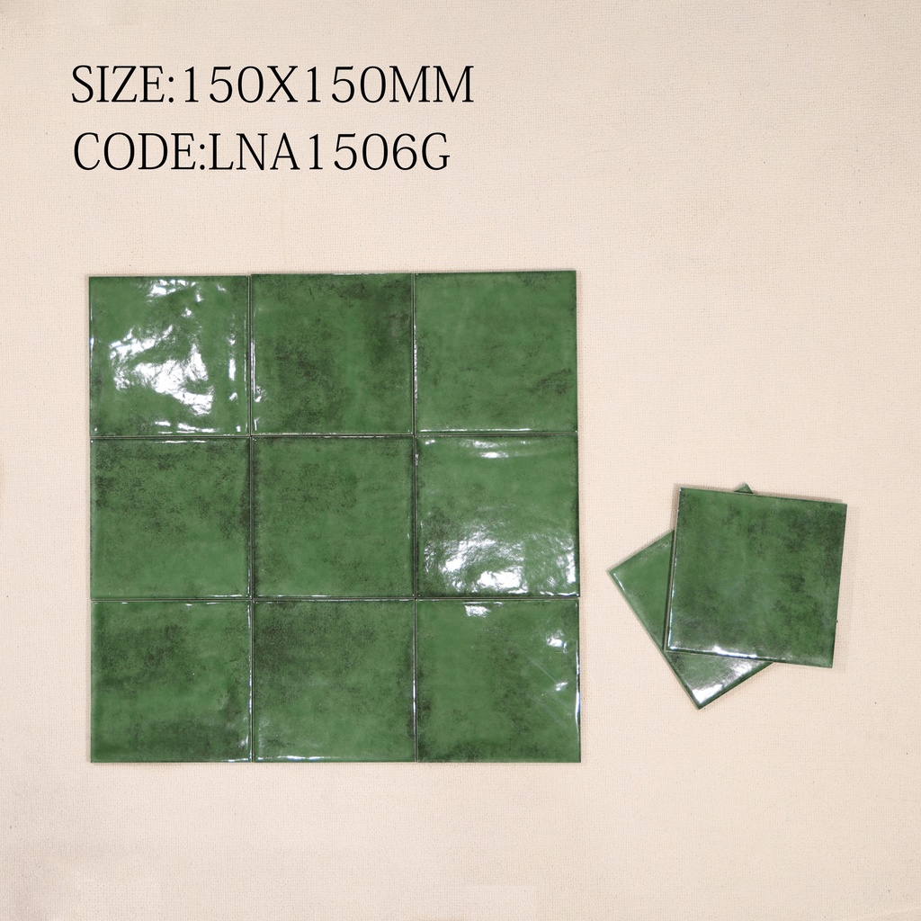 Gạch thẻ Porcelain bóng lượn KT 150x150mm mã 1506G