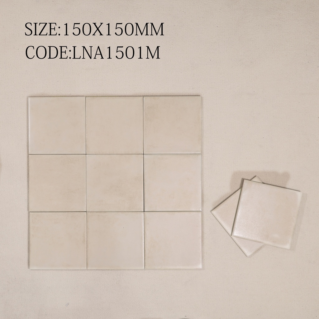 Gạch thẻ Porcelain mờ lượn KT 150x150mm mã 1501M