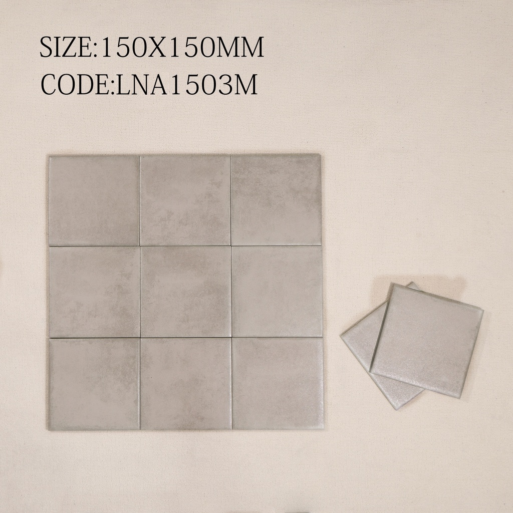 Gạch thẻ Porcelain mờ lượn KT 150x150mm mã 1503M