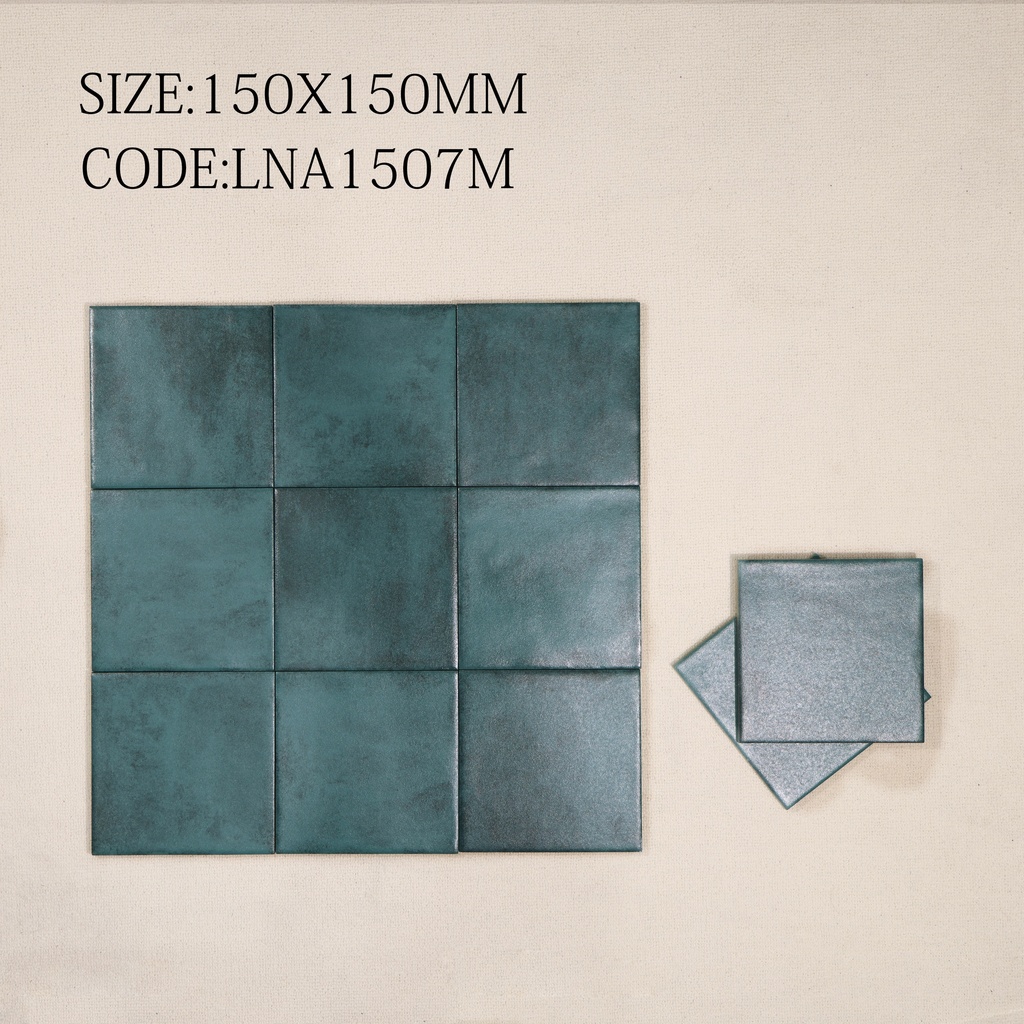 Gạch thẻ Porcelain mờ lượn KT 150x150mm mã 1507M