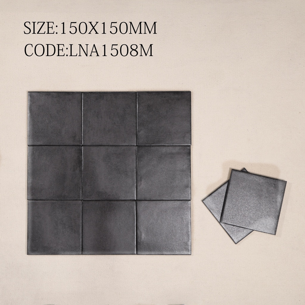 Gạch thẻ Porcelain mờ lượn KT 150x150mm mã 1508M 