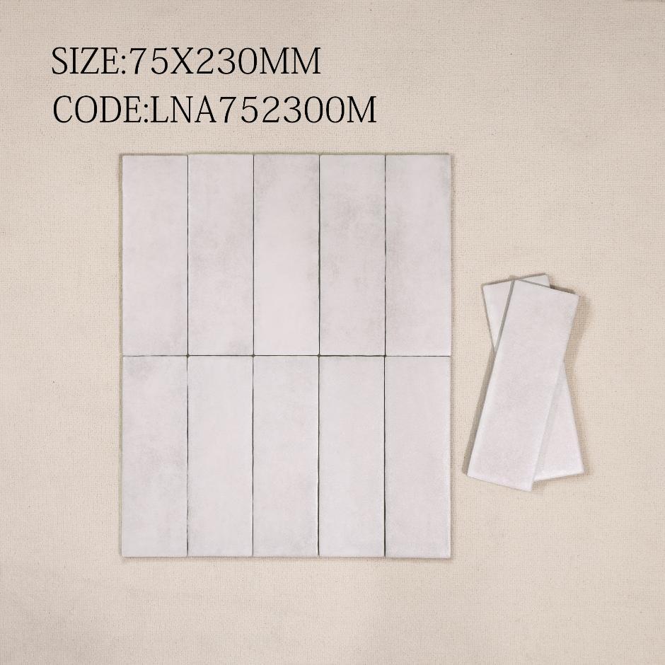 Gạch thẻ Porcelain mờ lượn KT 75x230mm mã 752300M