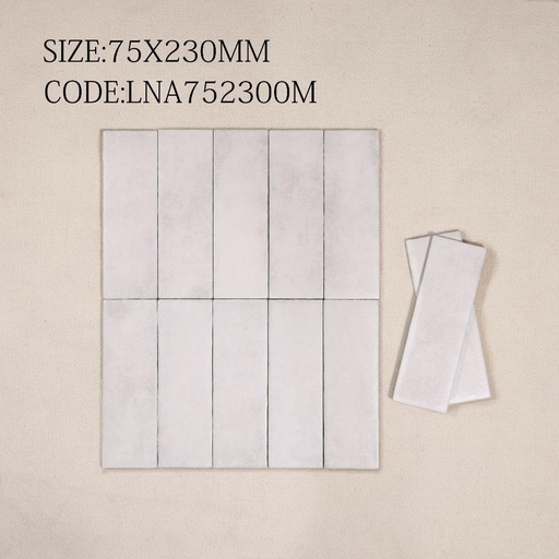 [752300M] Gạch thẻ Porcelain mờ lượn KT 75x230mm mã 752300M