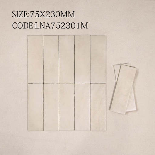 [752301M] Gạch thẻ Porcelain mờ lượn KT 75x230mm mã 752301M