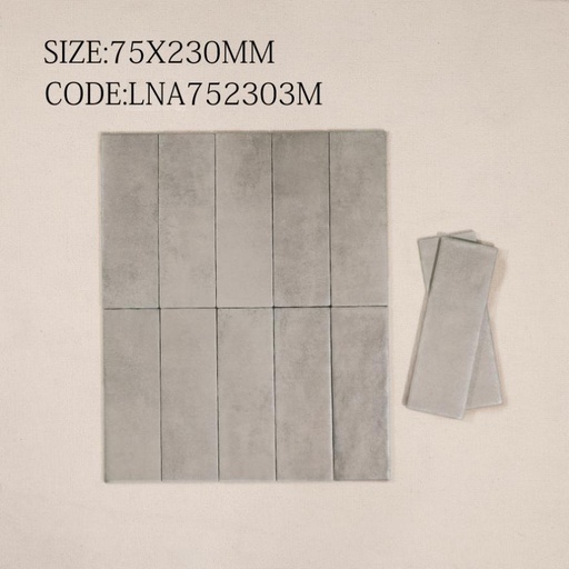 [752303M] Gạch thẻ Porcelain mờ lượn KT 75x230mm mã 752303M