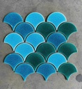 Mosaic vảy cá màu xanh men rạn đôi EMIX11625