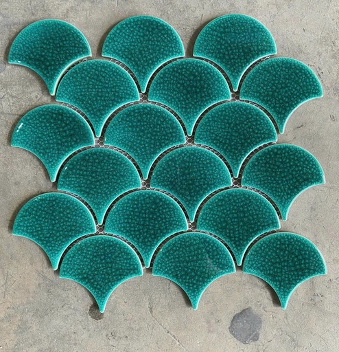 Mosaic vảy cá màu xanh men rạn XFB-90011
