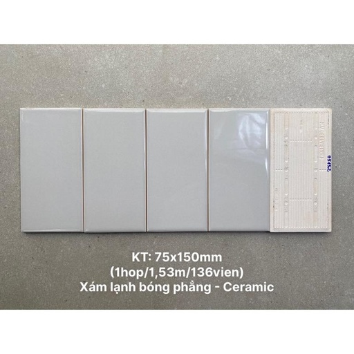 [STA75152] Gạch thẻ 75x150mm xám xanh bóng phẳng mã GR0306P/STA75152