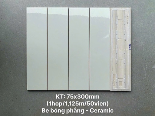 [PSTA75301] Gạch thẻ be bóng phẳng KT 75x300mm PSTA75301